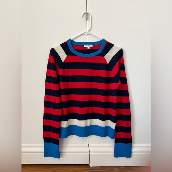 🎉HP🎉 Equipment 💫EUC💫 Axel Stripe Sweater - Ribbon Red Multi - M - Silk Blend - Picture 4 of 11